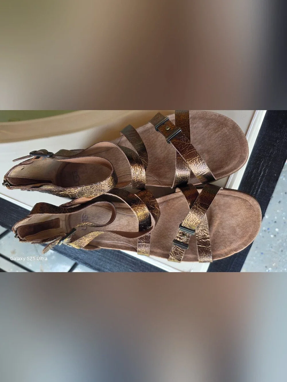 UGG Metallic Bronze Strappy Sandals